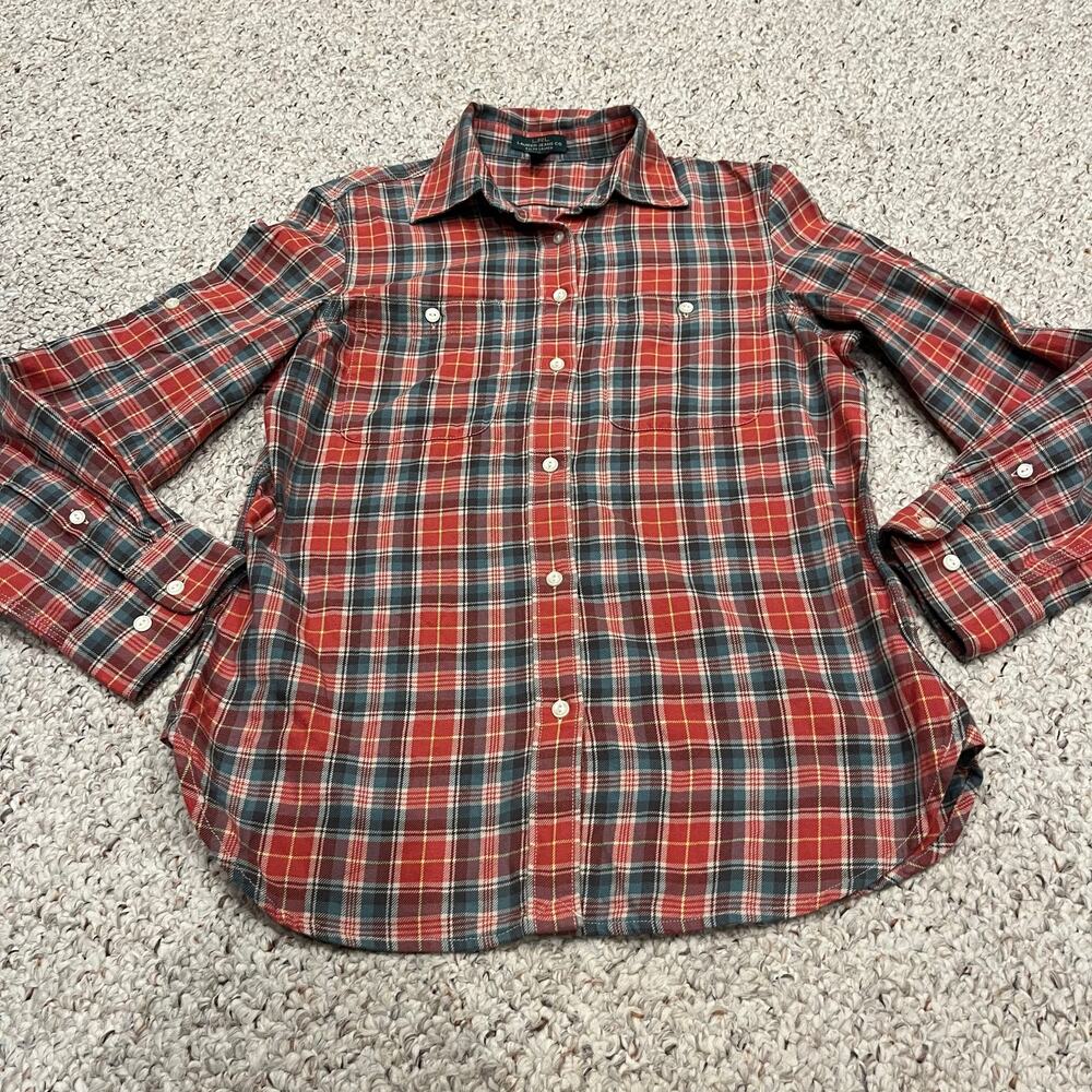 Lauren Ralph Lauren Button Down Flannel Shirt Sz S Red Green Fall Preppy Outdoor